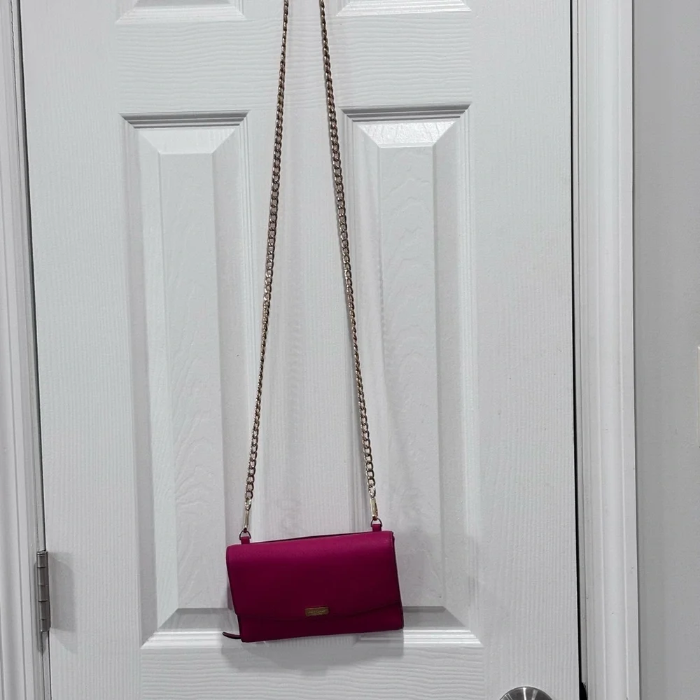 Kate Spade Magenta Crossbody Bag with Gold Chain
